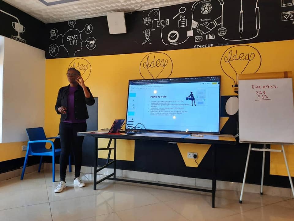 Joanita on day two sharing communication and digital tools